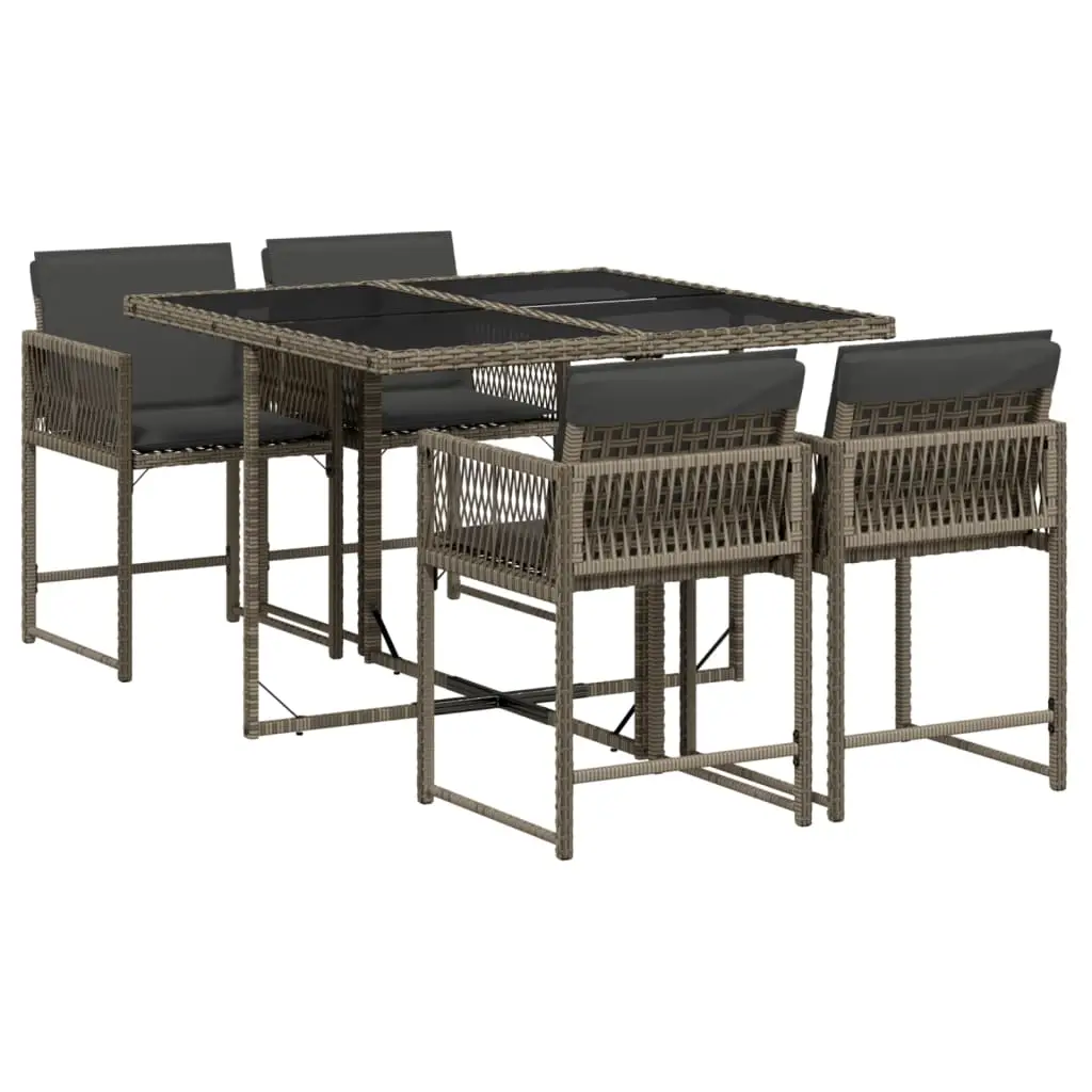 Ensemble de 5 pcs table de jardin avec chaises – mobilier de jardin avec coussins Gris-JU3079