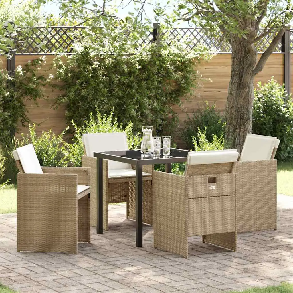 Ensemble de repas extérieur 4 places en résine tressée et métal Beige – ComfortXL Outdoor Living