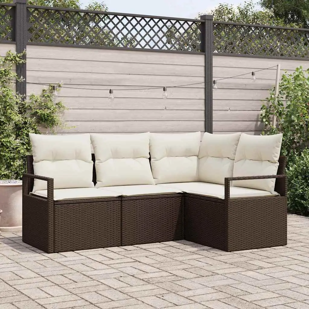 Ensemble de Canapés 4 pcs Marron et Crème polyrotin vidaXL 3355027