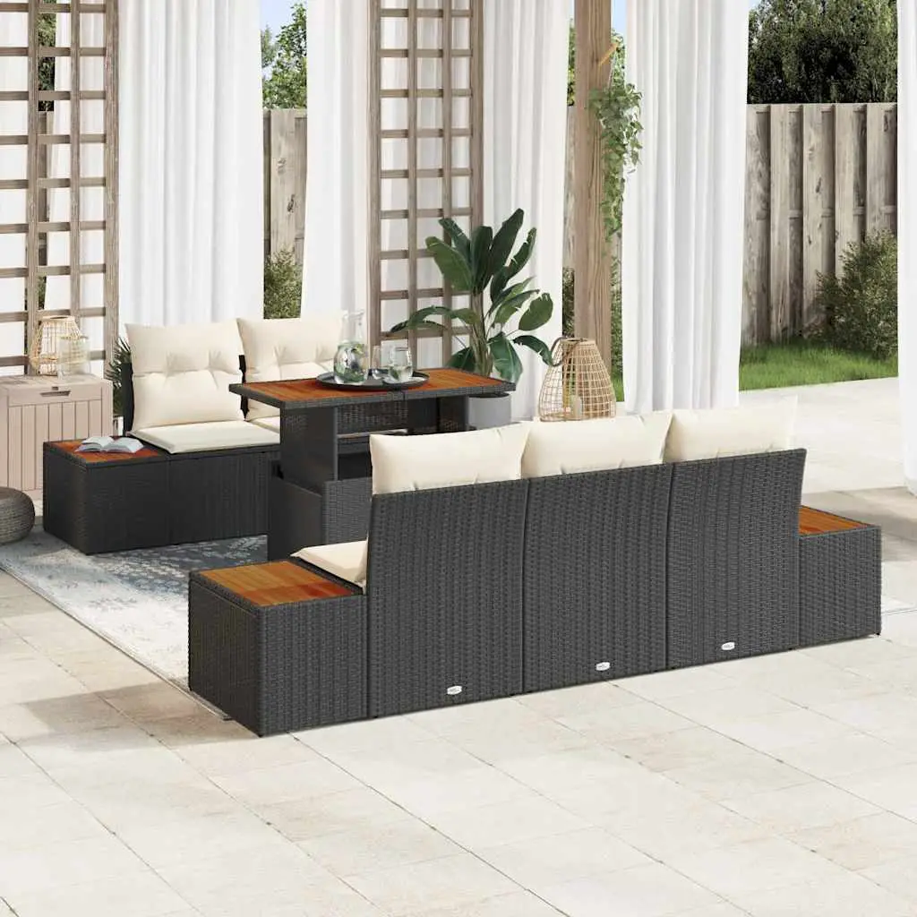 Ensemble de salle à manger pour jardin 6 pcs Noir et Beige vidaXL 3350024 Noir et crème