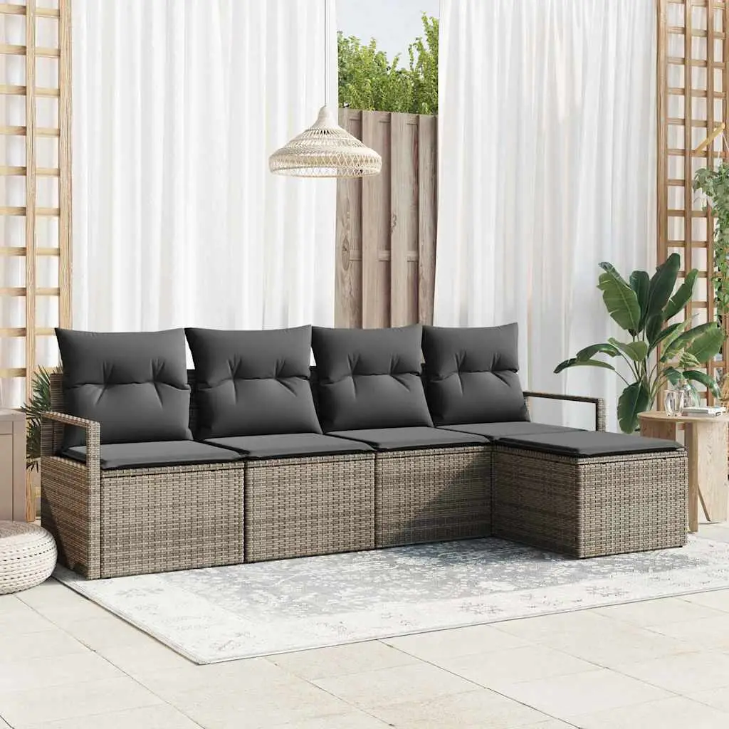 Ensemble de Canapés avec coussin 5 pcs Gris polyrotin vidaXL 3355008