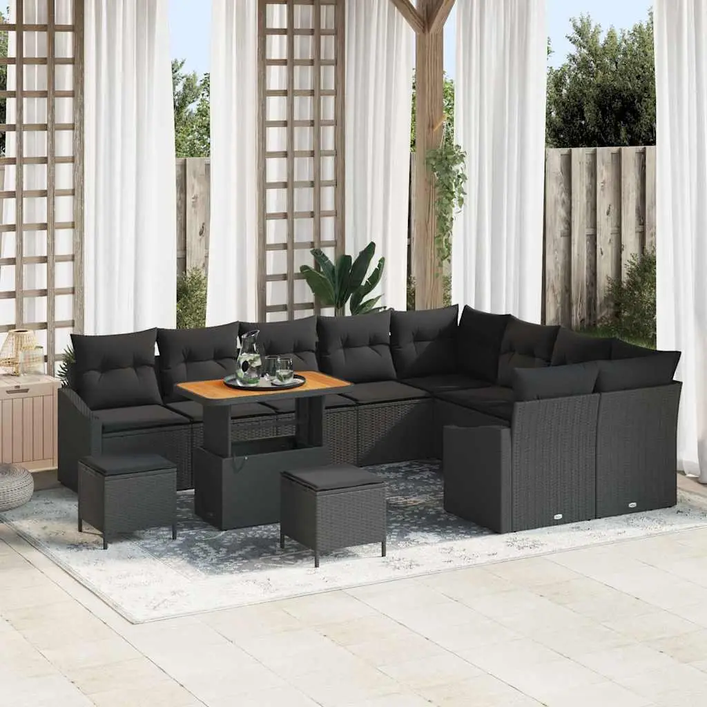 Ensemble d’extérieur 11 places modulable en polyrotin pour jardin Noir – ComfortXL Outdoor Living