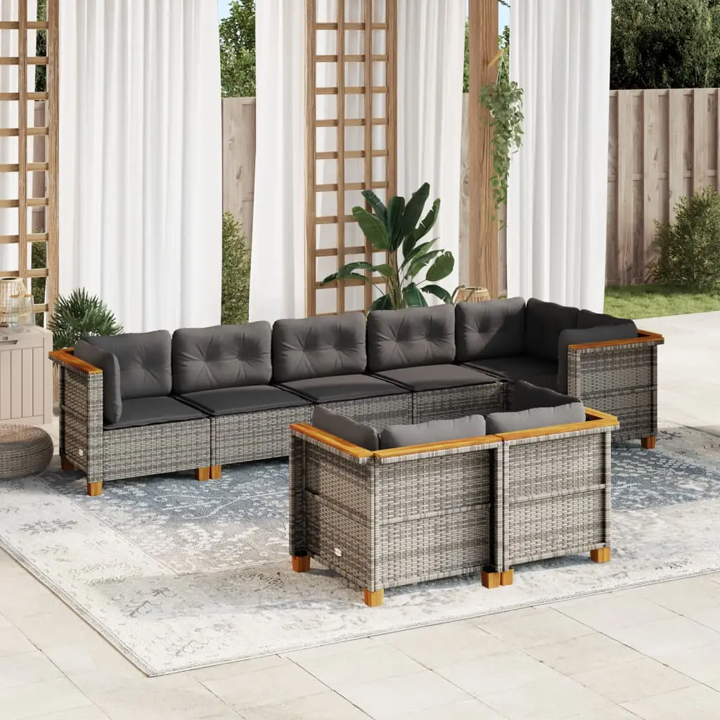 Ensemble de jardin 8 places en résine tressée et bois d’acacia gris – ComfortXL Outdoor Living