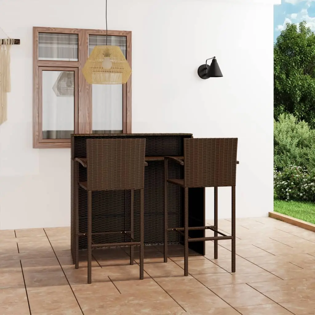 Ensemble de bar de jardin 3 pcs Marron vidaXL 3064885