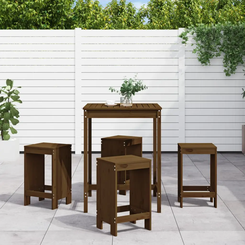 Ensemble de bar de jardin 5 pcs marron miel bois de pin massif vidaXL 3157742