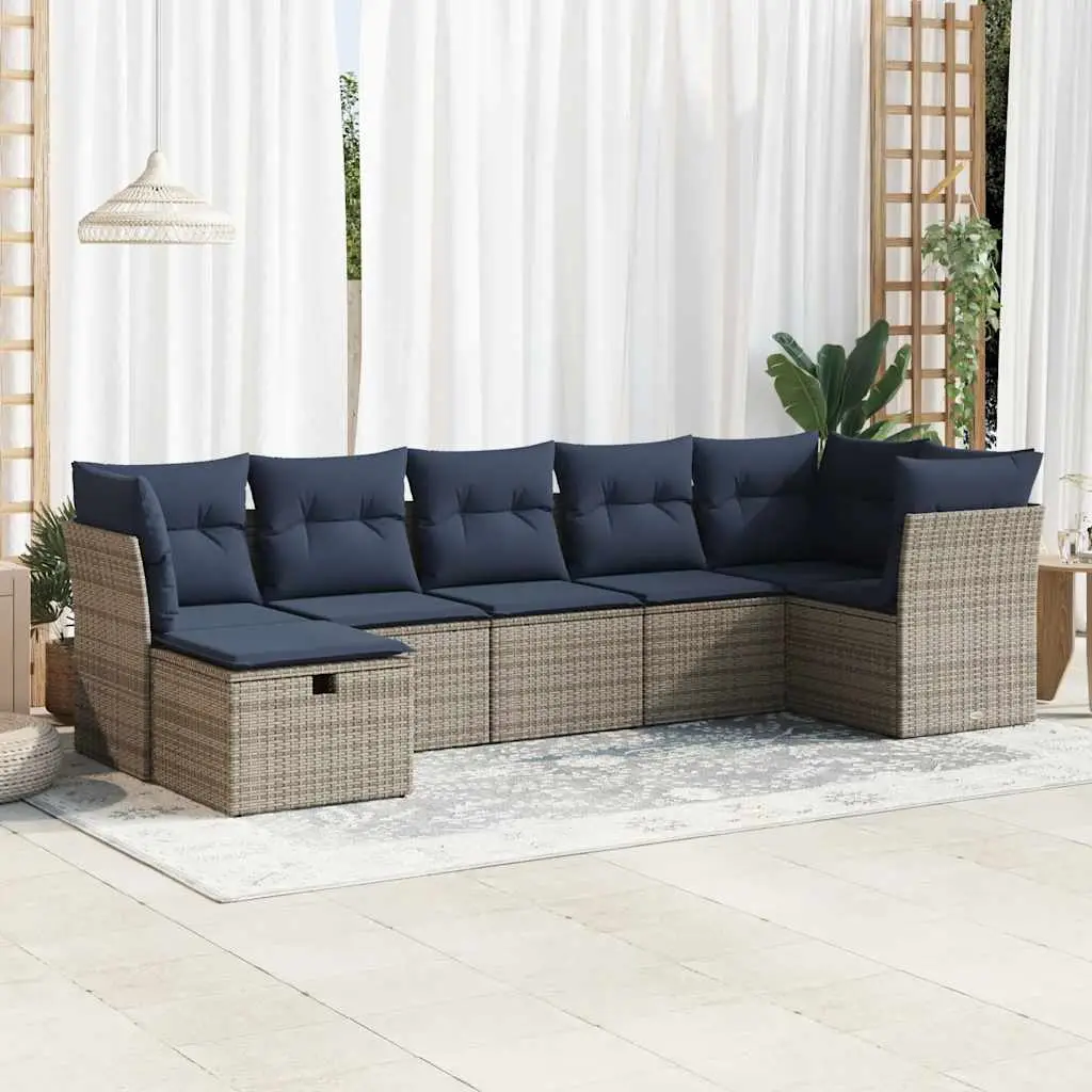 Ensemble de jardin 7 places avec rangement modulable en résine tressée Gris – ComfortXL Outdoor Living
