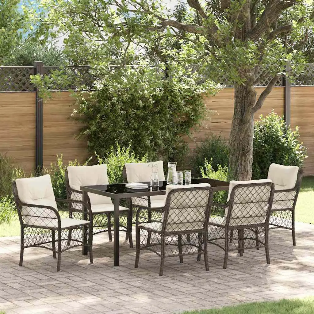 Ensemble de salle à manger pour jardin 7 pcs Marron polyrotin vidaXL 3380215