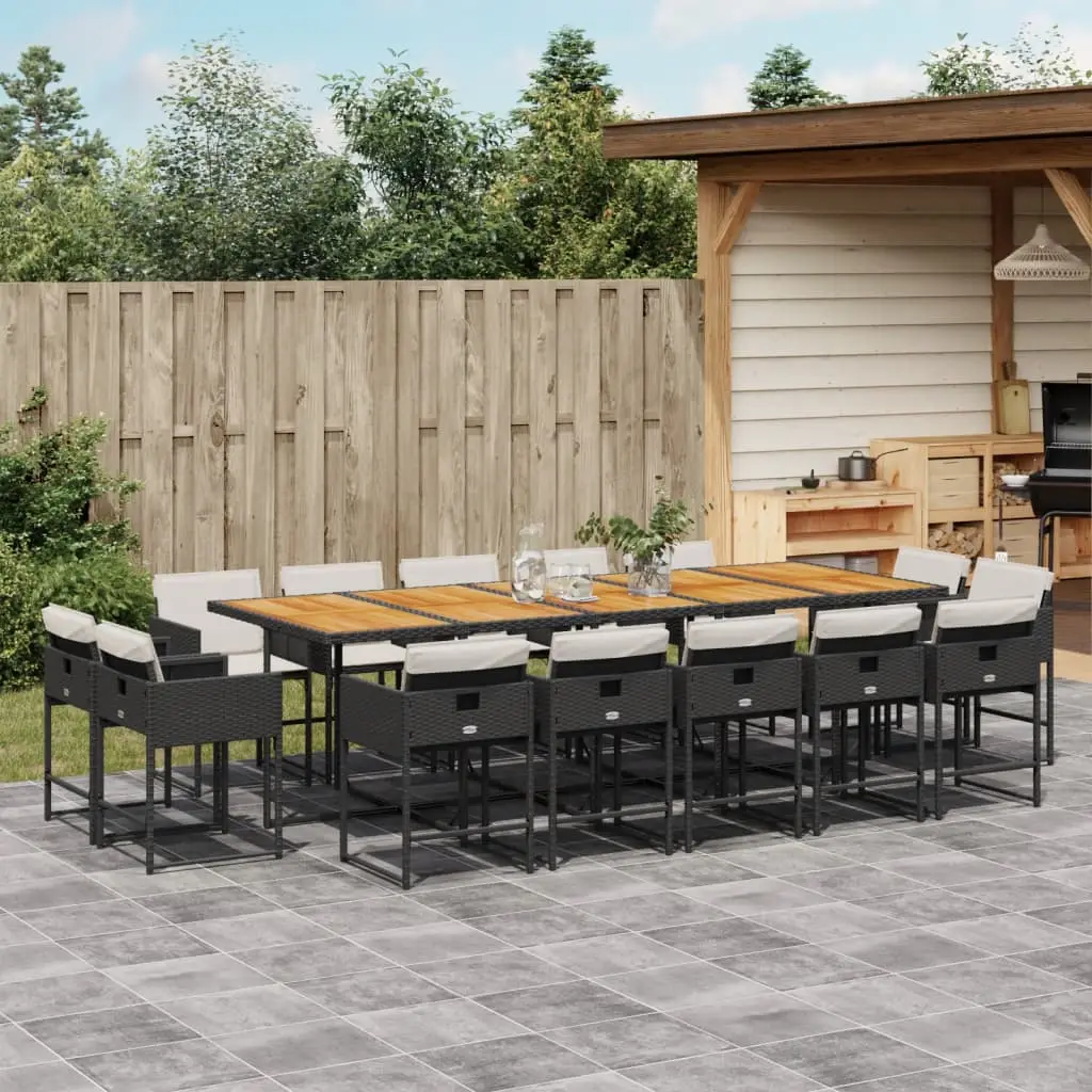 Ensemble de Jardin Grande Capacité 14 Personnes Noir, Table Bois et Chaises Encastrables – ComfortXL Outdoor Living