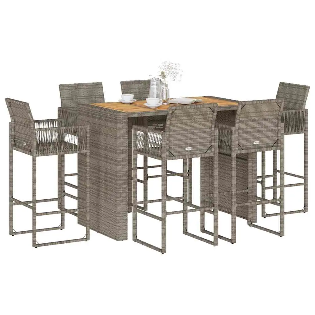 Ensemble de bar de jardin 7 pcs sans coussins gris poly rotin vidaXL 3328894