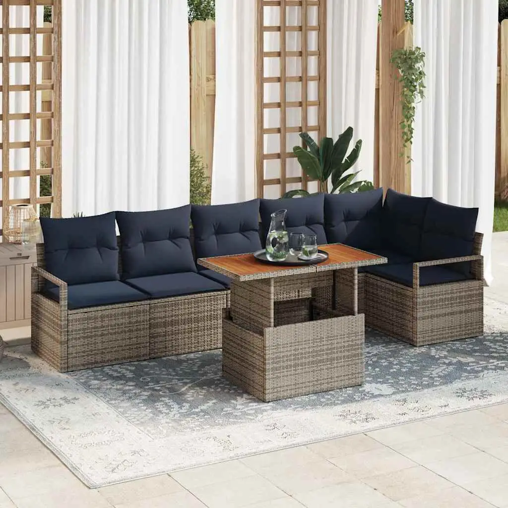Ensemble de salle à manger pour jardin 7 pcs Gris et marine vidaXL 3349723