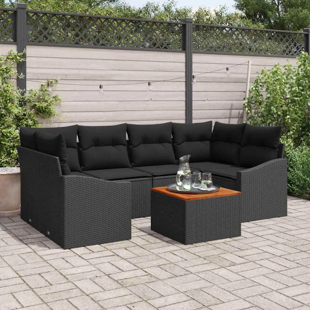 Ensemble de canapé de jardin avec stockage 7 pcs Noir polyrotin vidaXL 3356455