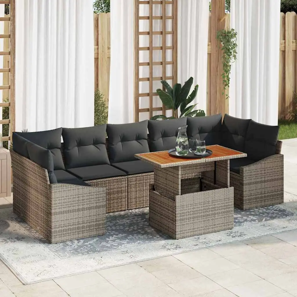 Ensemble de canapé de jardin avec stockage 8 pcs Gris vidaXL 3358540