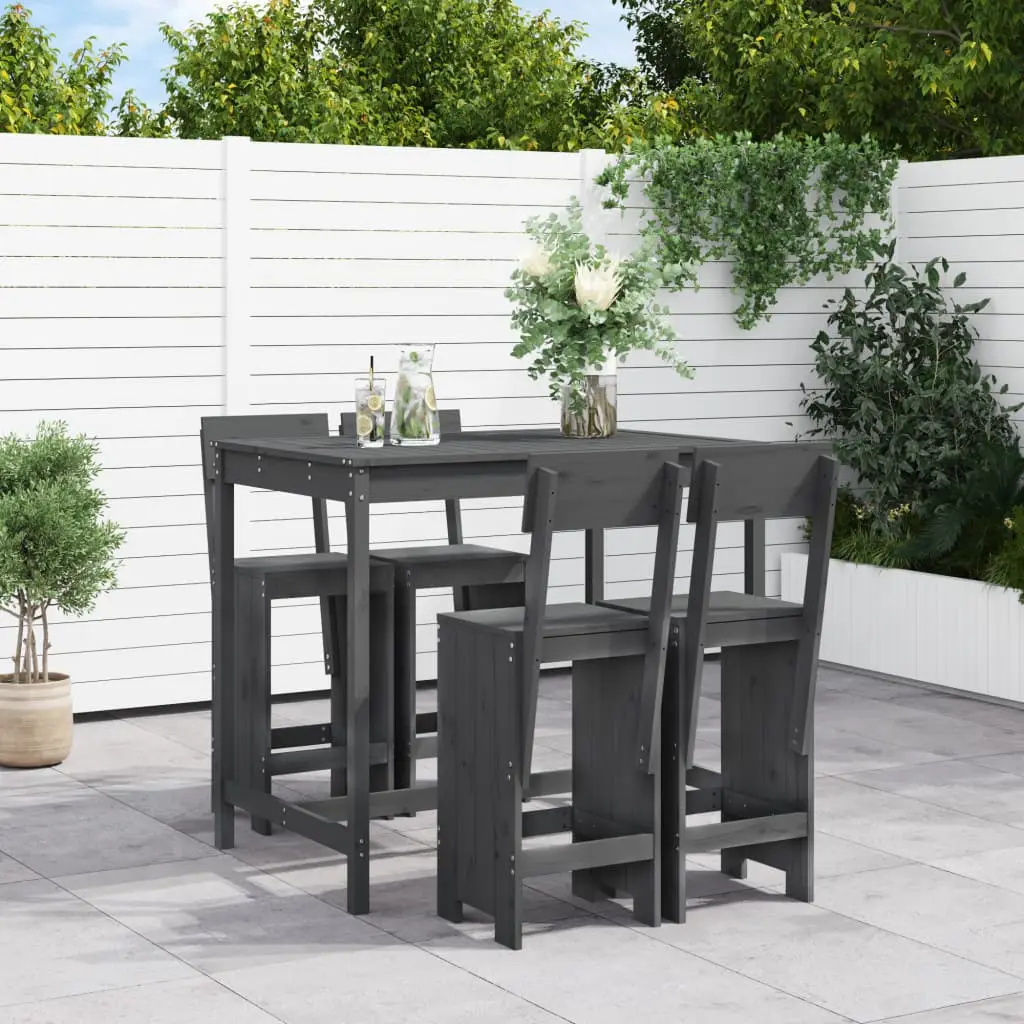 Ensemble de bar de jardin 5 pcs gris bois de pin massif vidaXL 3157807