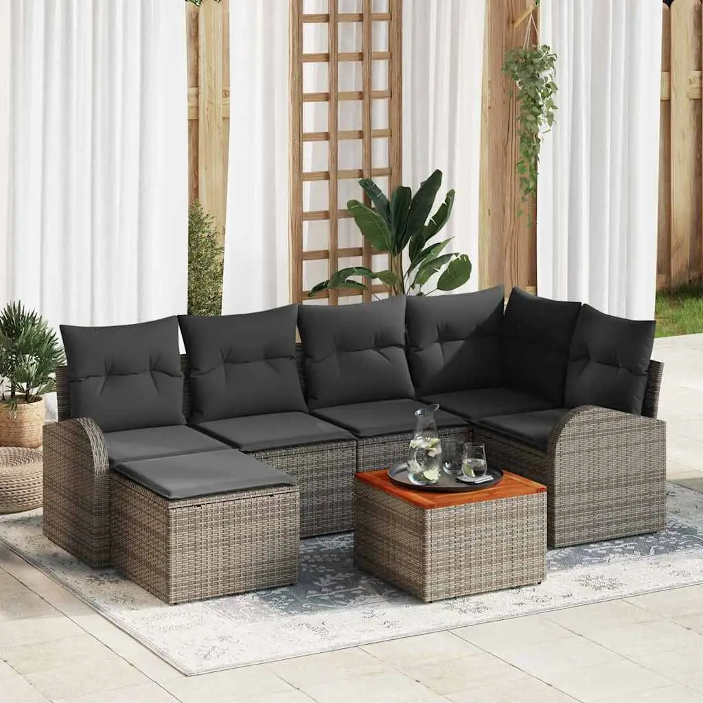 Ensemble de canapé de jardin avec stockage 7 pcs Gris polyrotin vidaXL 3356270