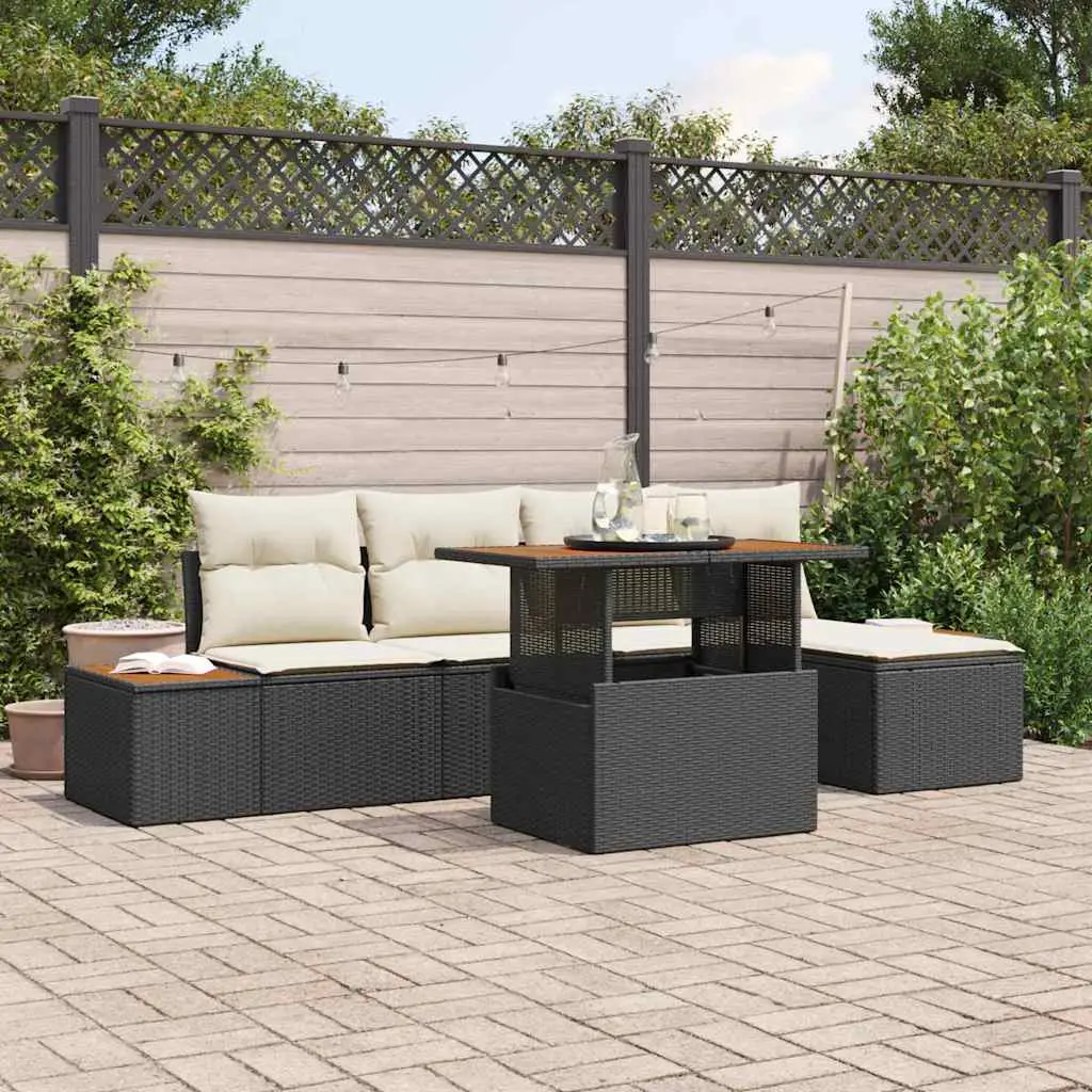 Ensemble de salle à manger pour jardin 6 pcs Noir et Beige vidaXL 3350059 Noir et crème