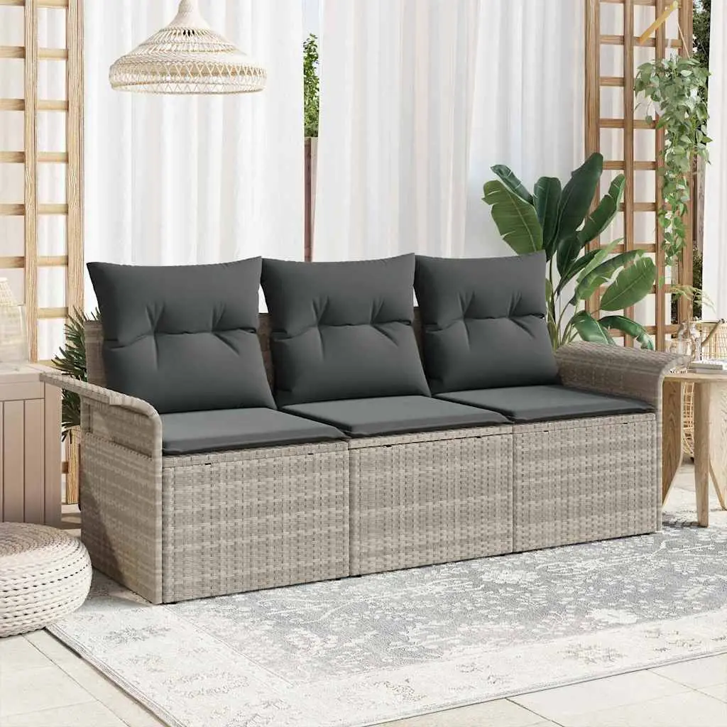 Ensemble de Canapés avec coussin 3 pcs Gris polyrotin vidaXL 3345222