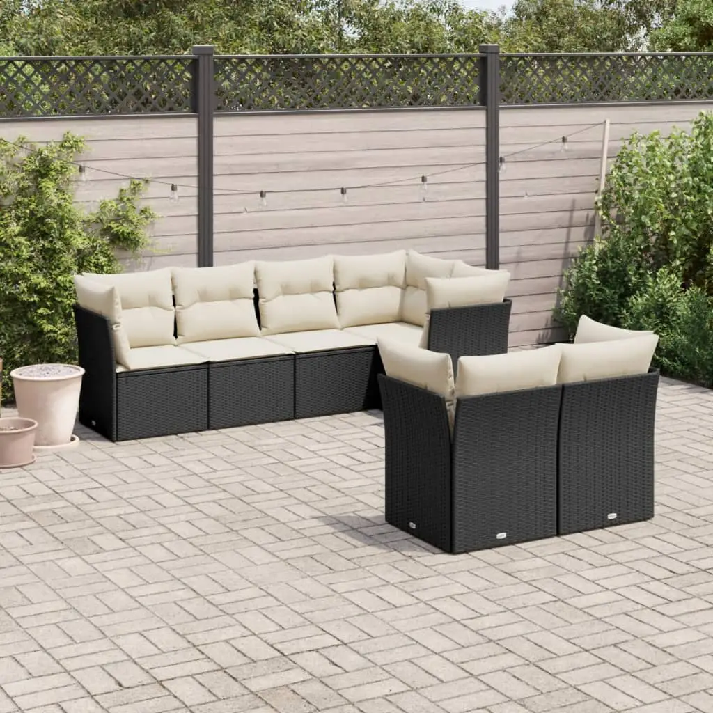 Ensemble de jardin 7 places design modulable avec coffres de rangement sous chaque siège Noir – ComfortXL Outdoor Living