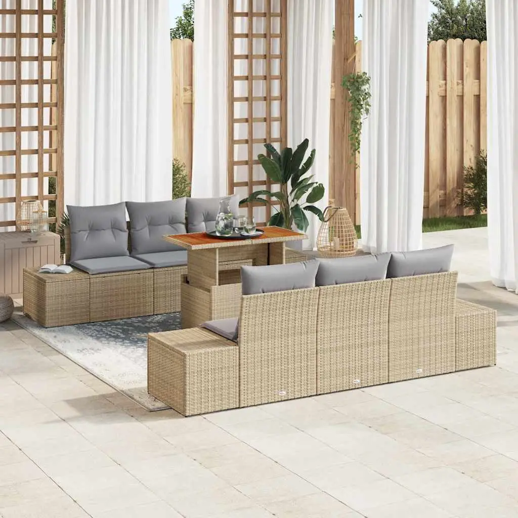 Ensemble de salle à manger pour jardin 7 pcs Beige et gris vidaXL 3349909 beige et gris