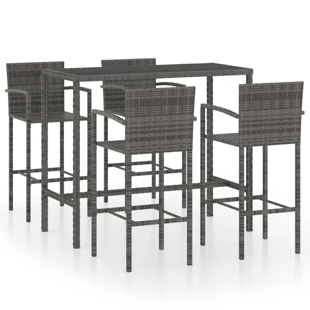 Ensemble de 5 pcs bar de jardin – Mobilier d’extérieur – Mobilier de jardin Résine tressée Gris-JU2048