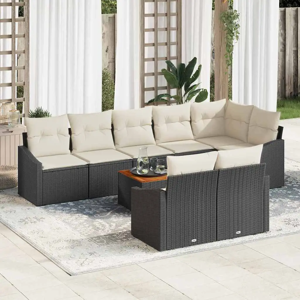 Ensemble de canapé de jardin avec coussin 9 pcs Noir polyrotin vidaXL 3347845