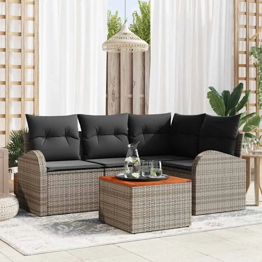 Ensemble de canapé de jardin avec stockage 5 pcs Gris polyrotin vidaXL 3356242