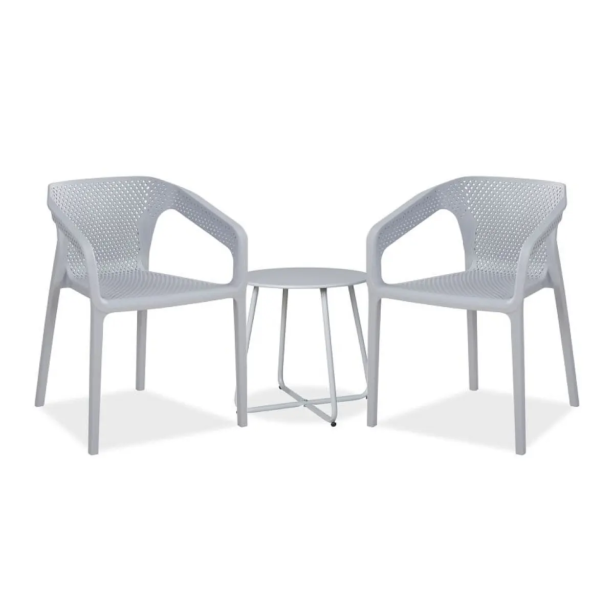 Ensemble de Jardin Élégant : Table et 2 Chaises Grises pour Extérieur