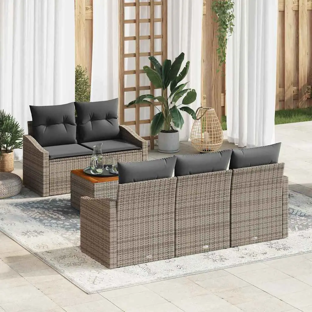 Ensemble de canapé de jardin avec stockage 6 pcs Gris polyrotin vidaXL 3356438