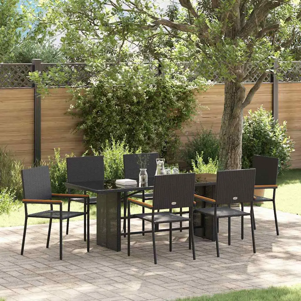 Ensemble de salle à manger pour jardin 7 pcs Noir polyrotin vidaXL 3365424