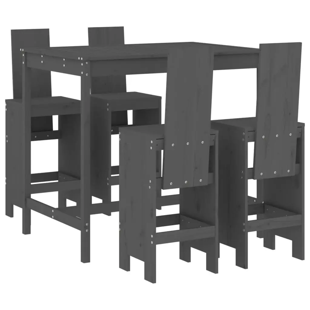 Ensemble de 5 pcs bar de jardin – Mobilier d’extérieur – Mobilier de jardin gris bois de pin massif-JU2274