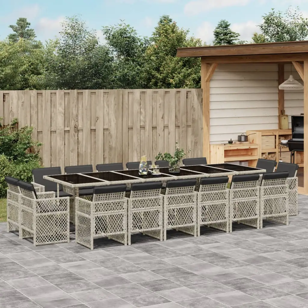 Ensemble de Jardin Gris 16 Places avec Coussins, Table et 16 Chaises Encastrables – ComfortXL Outdoor Living