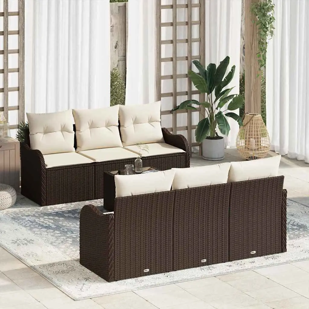 Ensemble Canapé Terrasse 7 Éléments Résine Tressée Confortable Design Épuré Jardin Marron – ComfortXL Outdoor Living