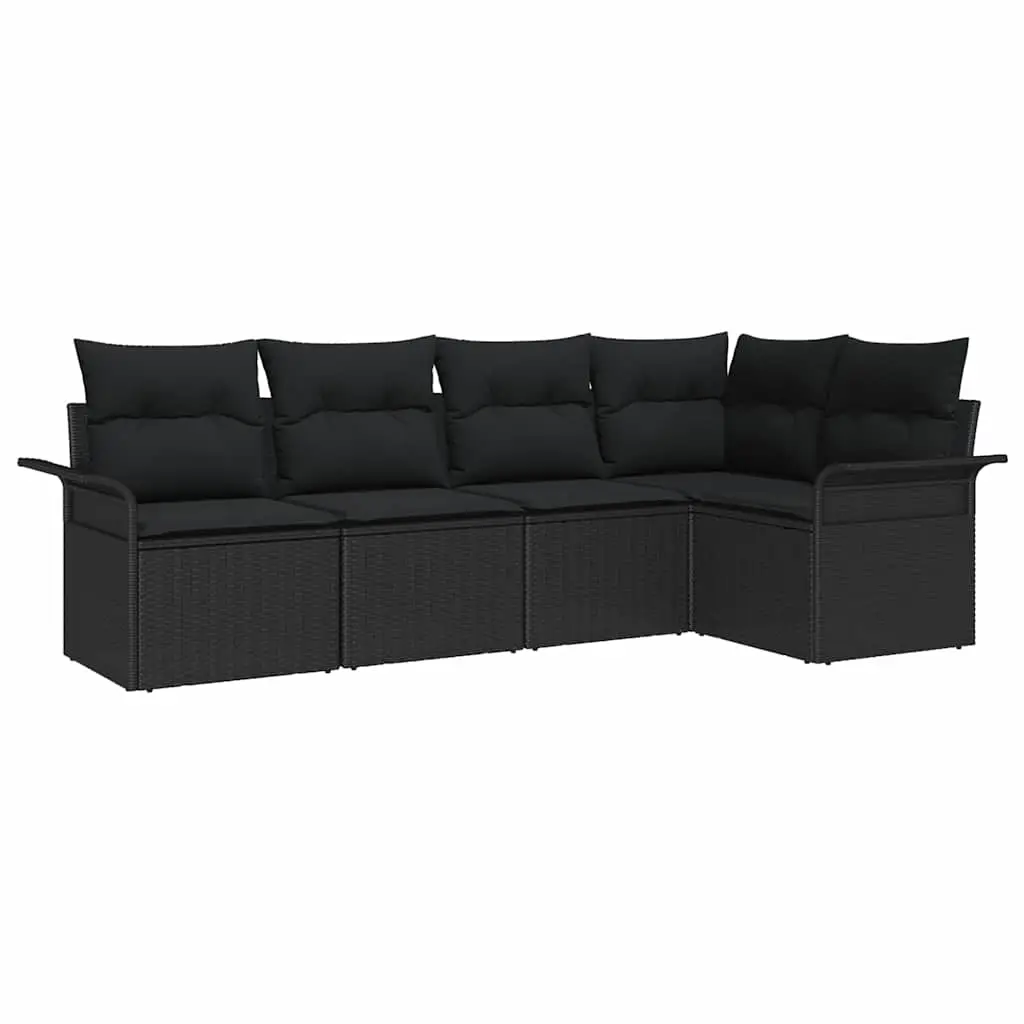 Ensemble de canapé de jardin avec stockage 5 pcs | Canapé D’extérieur | Sofa De Jardin Noir polyrotin Maison Chic