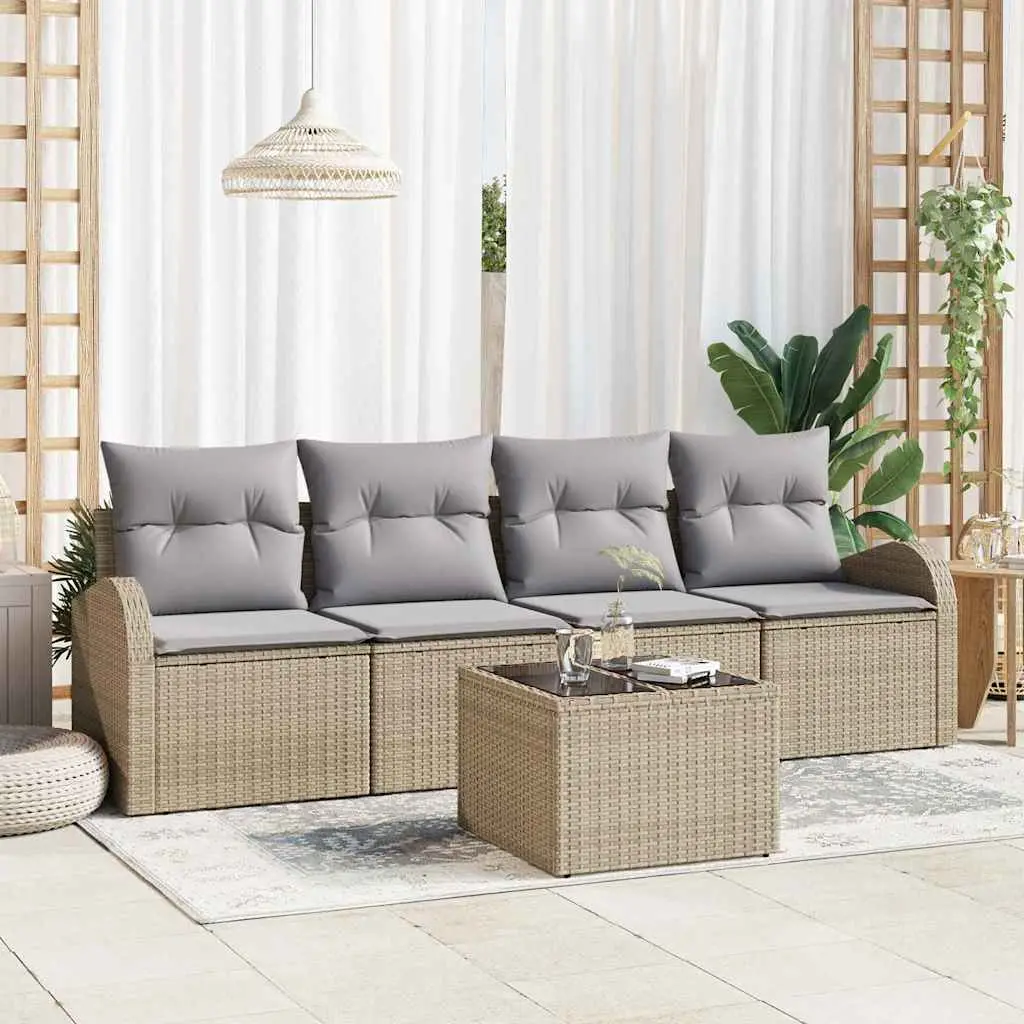 Ensemble de canapé de jardin Beige 55 x 55 x 37 cm polyrotin vidaXL 3345910