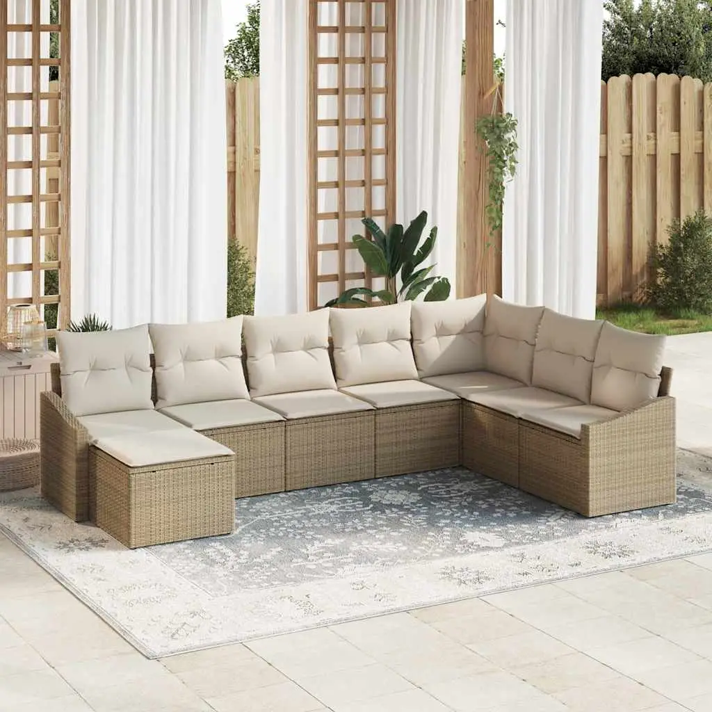 Ensemble de Canapés avec coussin 8 pcs Beige polyrotin vidaXL 3346841
