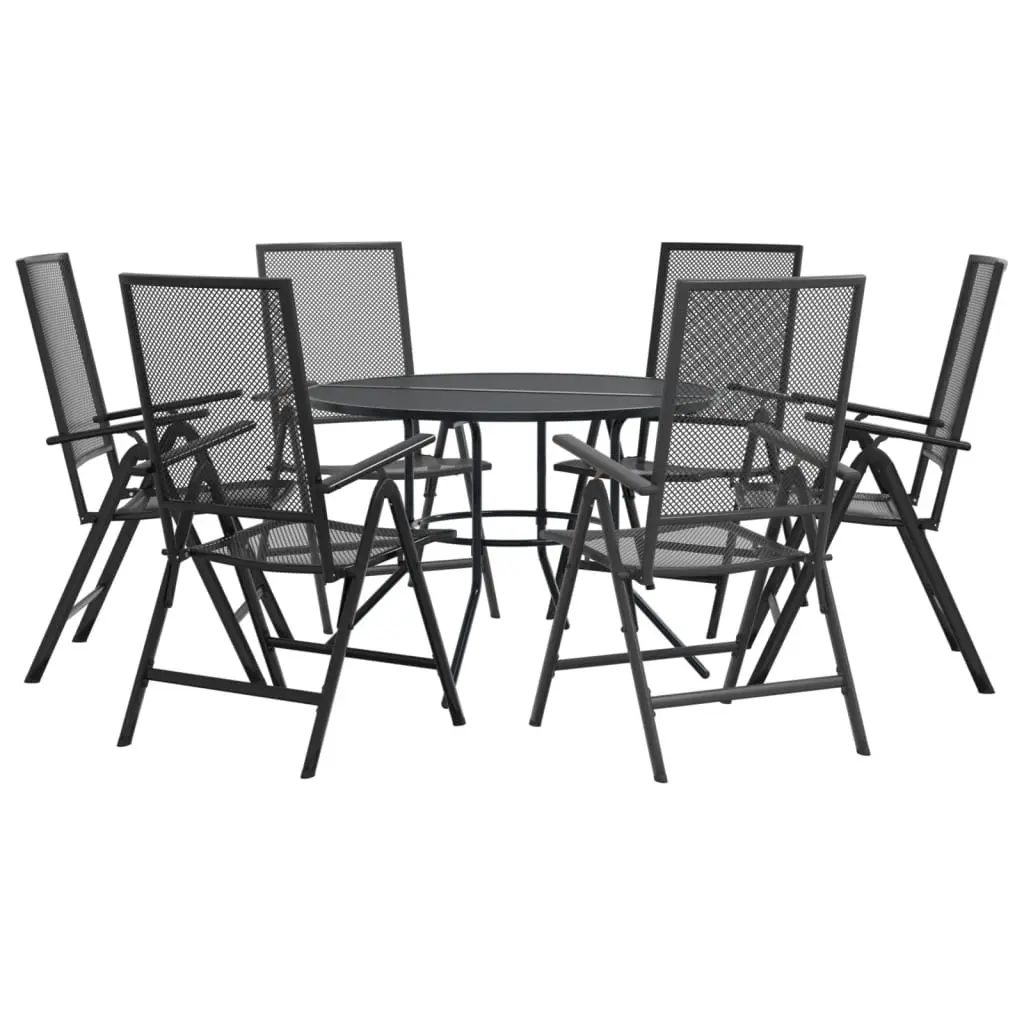 Ensemble de 7 pcs Chaises de jardin empilables – Chaises d’extérieur – Fauteuils d’extérieur anthracite – MEUBLE PRO