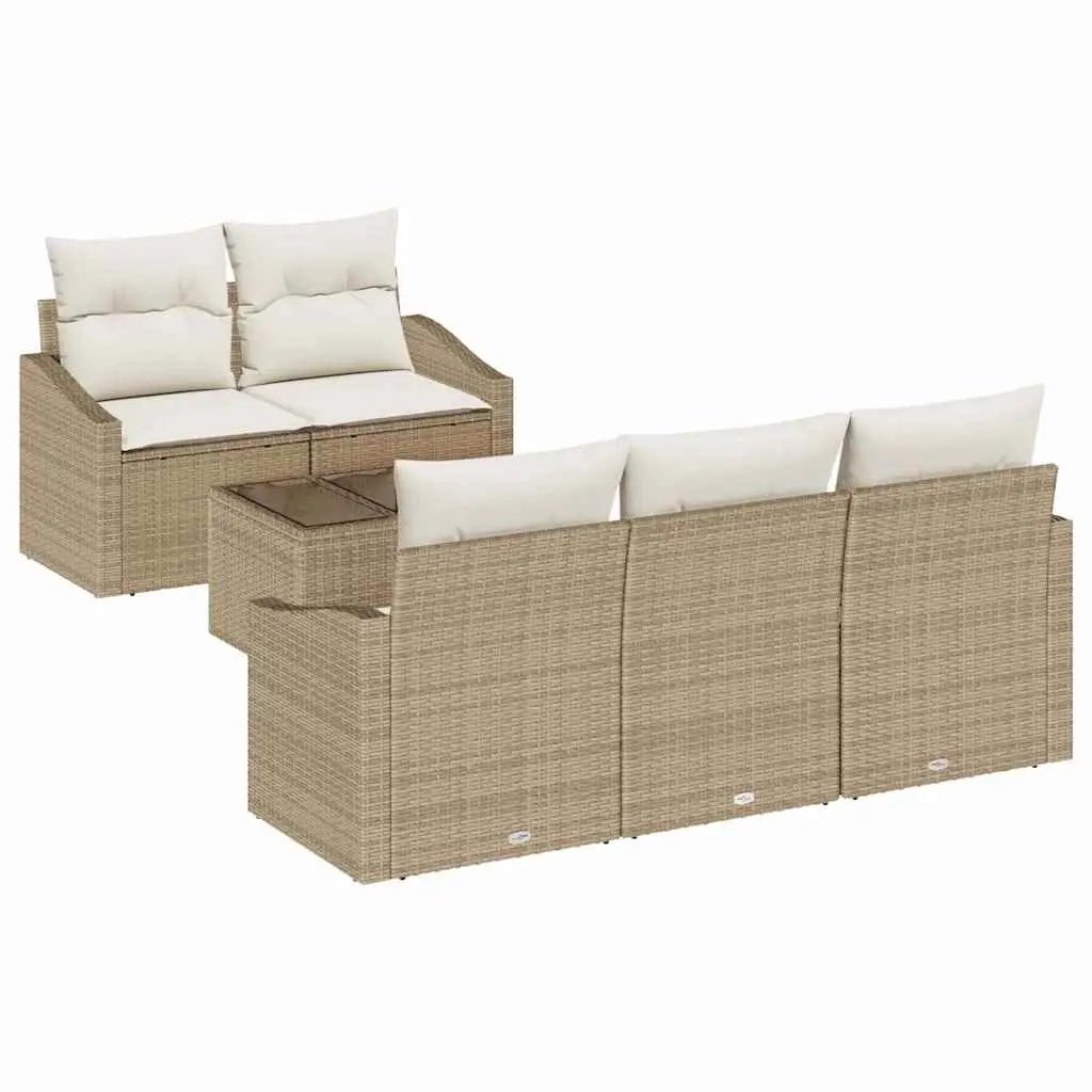 Ensemble de Canapés avec coussin 6 pcs Beige et crème polyrotin vidaXL 3346601