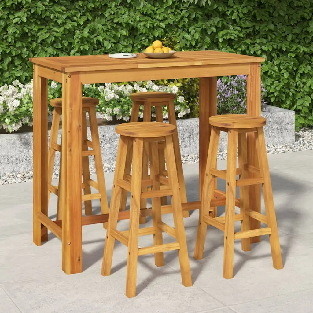 Ensemble de bar de jardin 5 pcs bois d’acacia solide vidaXL 3154394