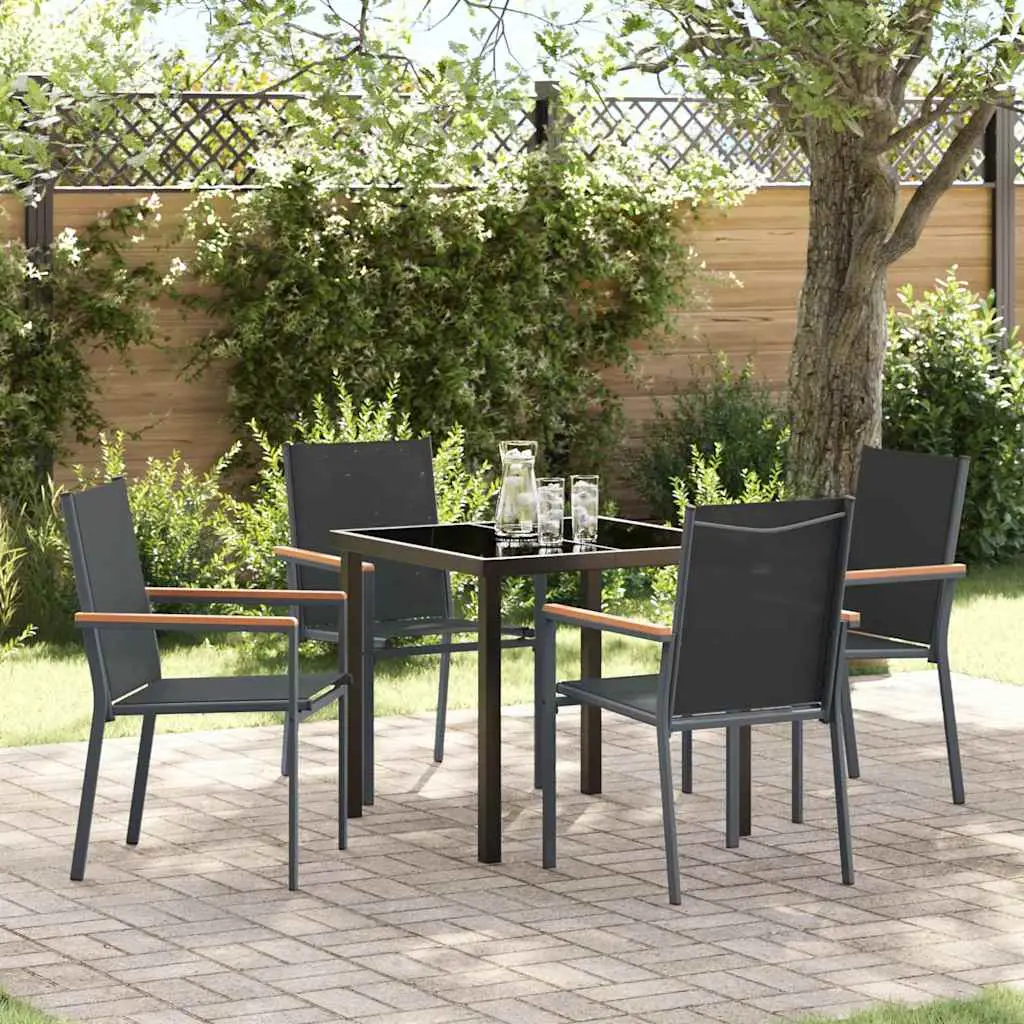 Ensemble de salle à manger pour jardin 5 pcs Noir vidaXL 3379087