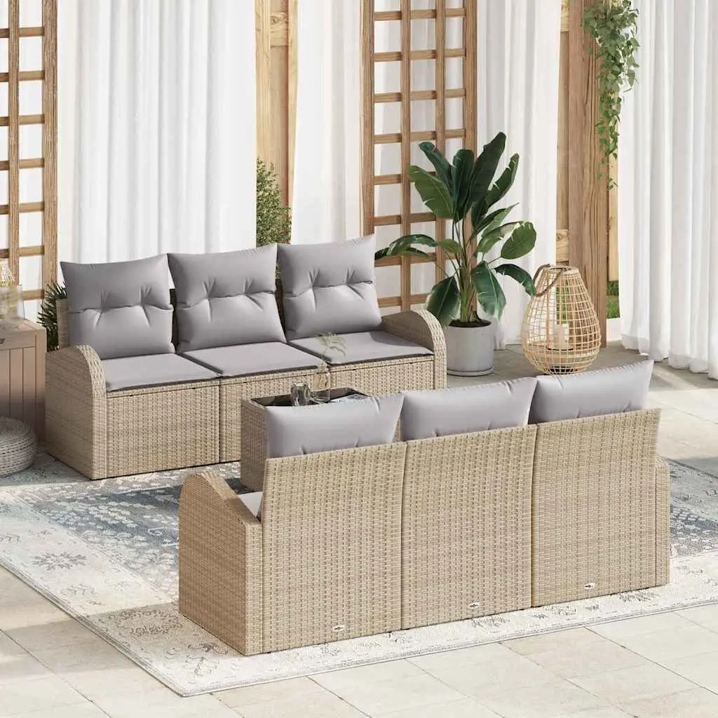 Ensemble de canapé de jardin Beige 55 x 55 x 37 cm polyrotin vidaXL 3345930