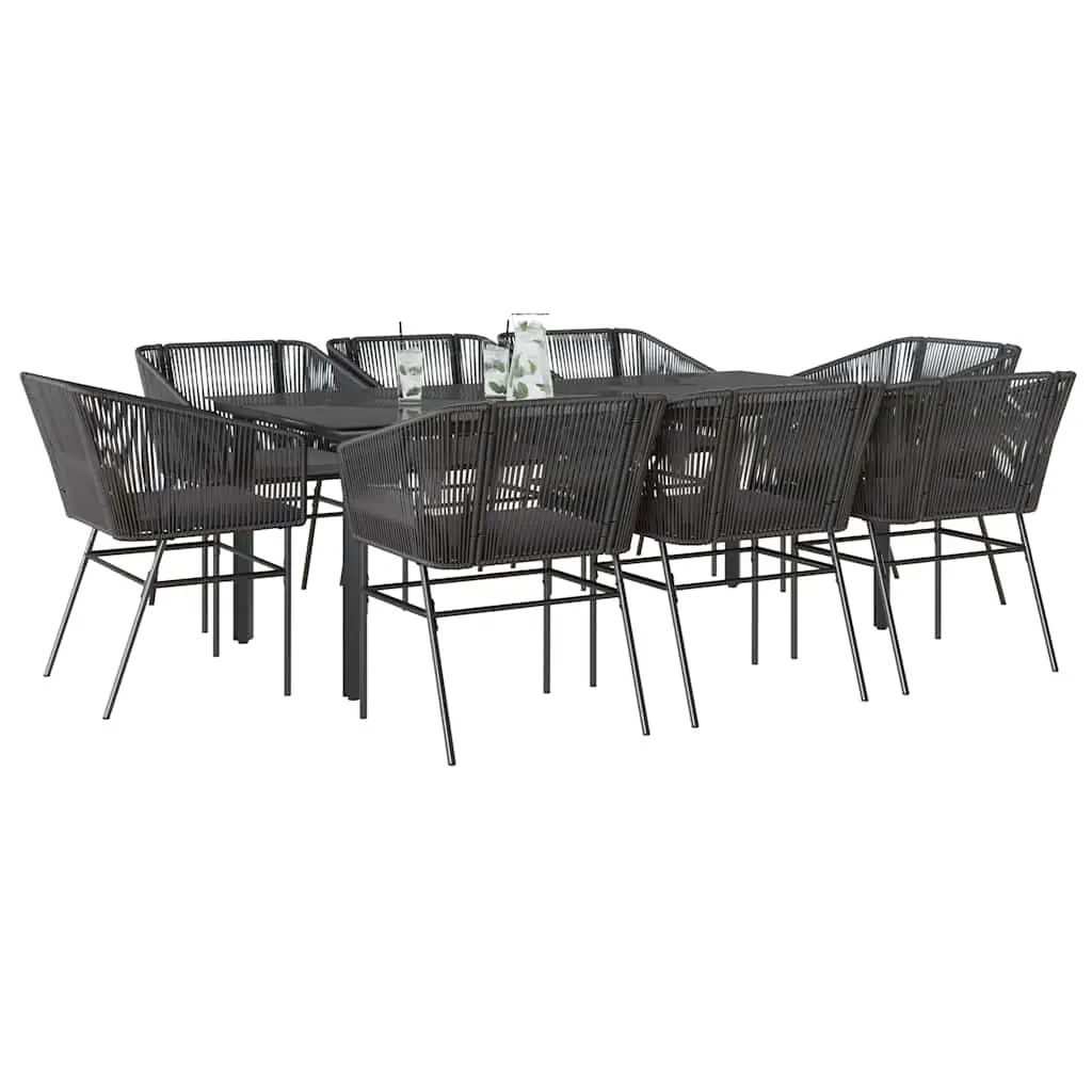 Ensemble de Jardin 8 Personnes Résine Tressée Très Grande Table avec Coussins pour Réunions Noir 200x100cm – ComfortXL Outdoor Living