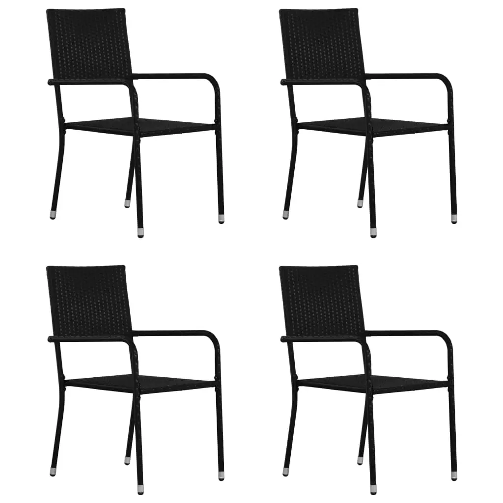 Ensemble de 5 pcs table de jardin avec chaises – mobilier de jardin Noir-JU2991