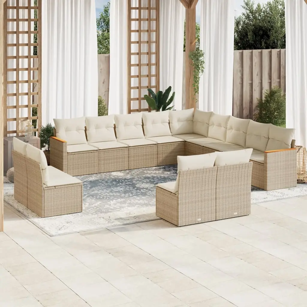 Ensemble de patio 13 personnes en résine tressée avec coffres de rangement Beige – ComfortXL Outdoor Living