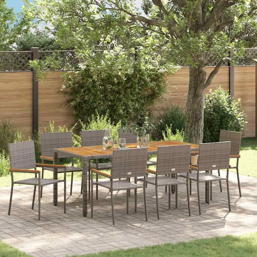 Ensemble de Jardin 9pcs Table 190cm et 8 Chaises en Polyrotin pour 8 Convives Gris – ComfortXL Outdoor Living
