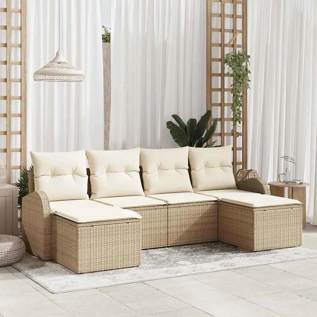 Ensemble de Canapés avec coussin 6 pcs Beige et blanc polyrotin vidaXL 3354820