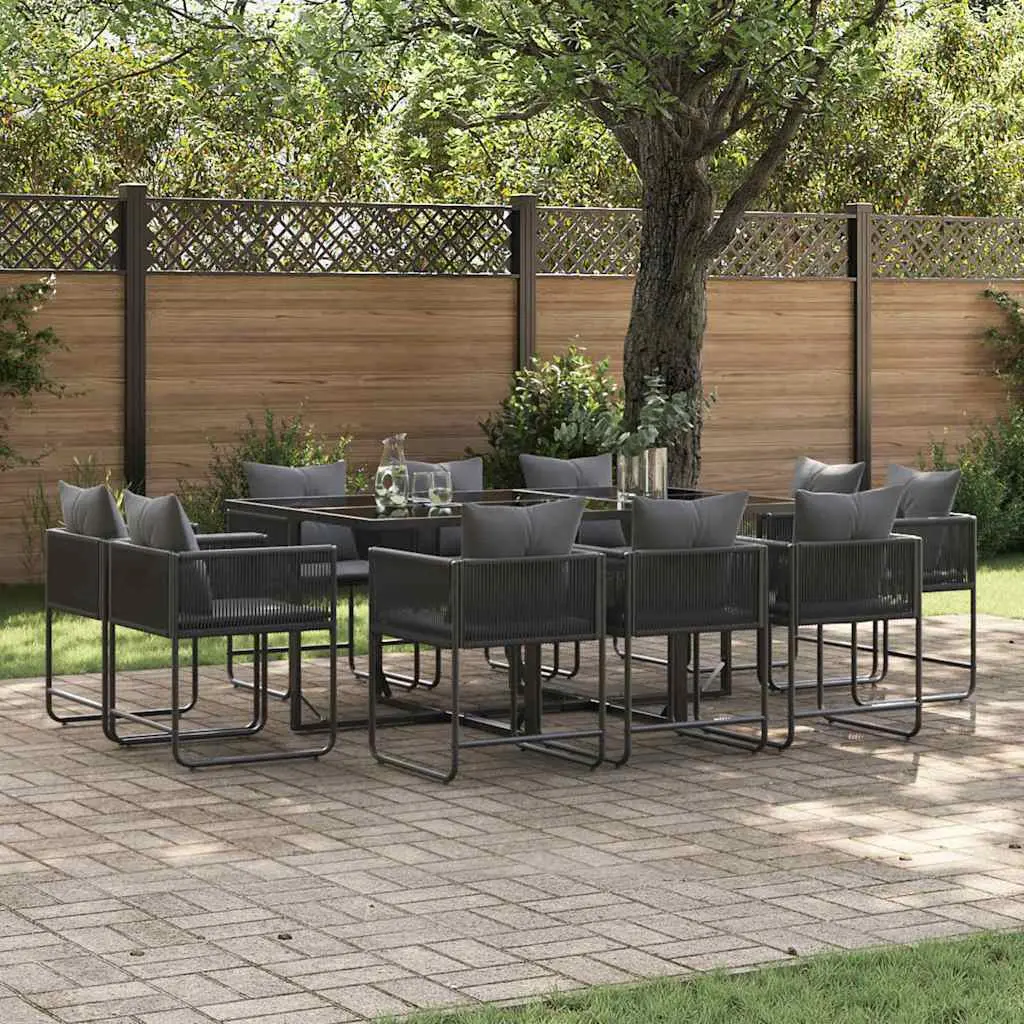 Ensemble de salle à manger pour jardin 11 pcs Noir Acier vidaXL 3335884