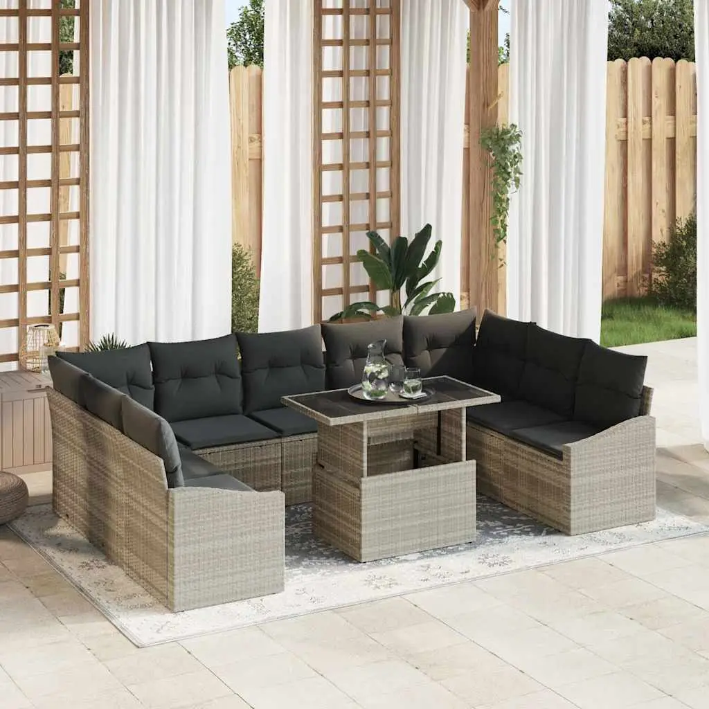 Ensemble Canapé Terrasse 10 Pièces Gris Clair et Foncé Design Élégant – ComfortXL Outdoor Living