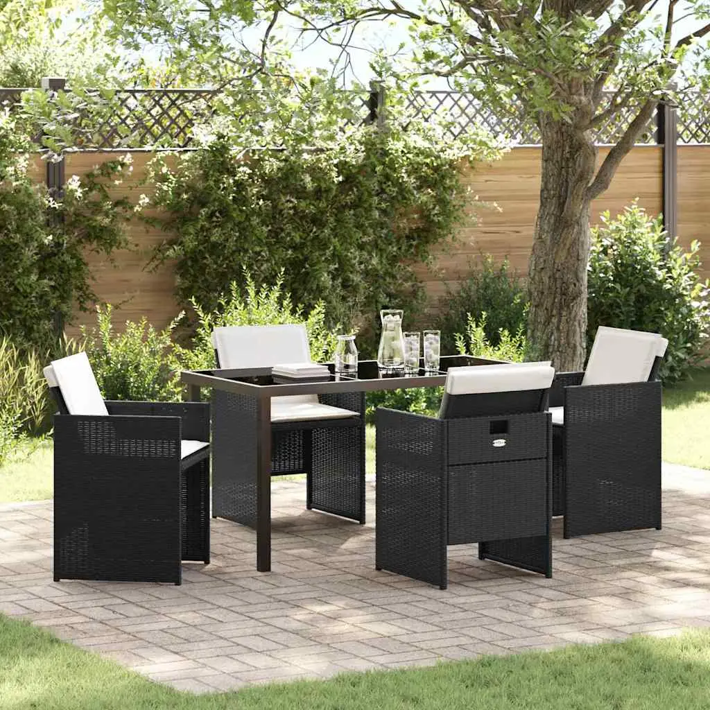 Ensemble de repas de jardin 5 pcs pliant en résine tressée pour balcon Noir – ComfortXL Outdoor Living
