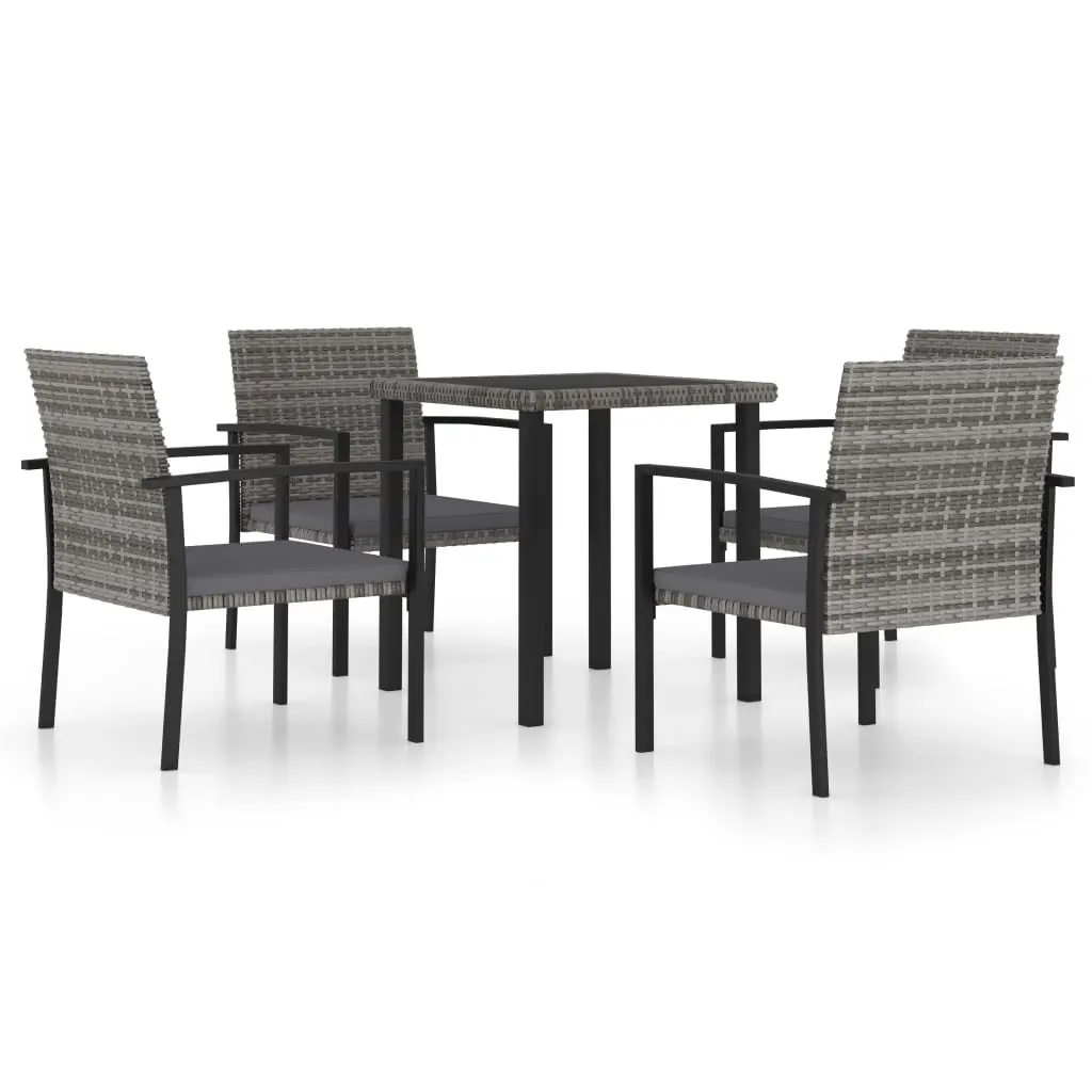 Ensemble de 5 pcs table de jardin avec chaises – mobilier de jardin Résine tressée Gris-JU2364