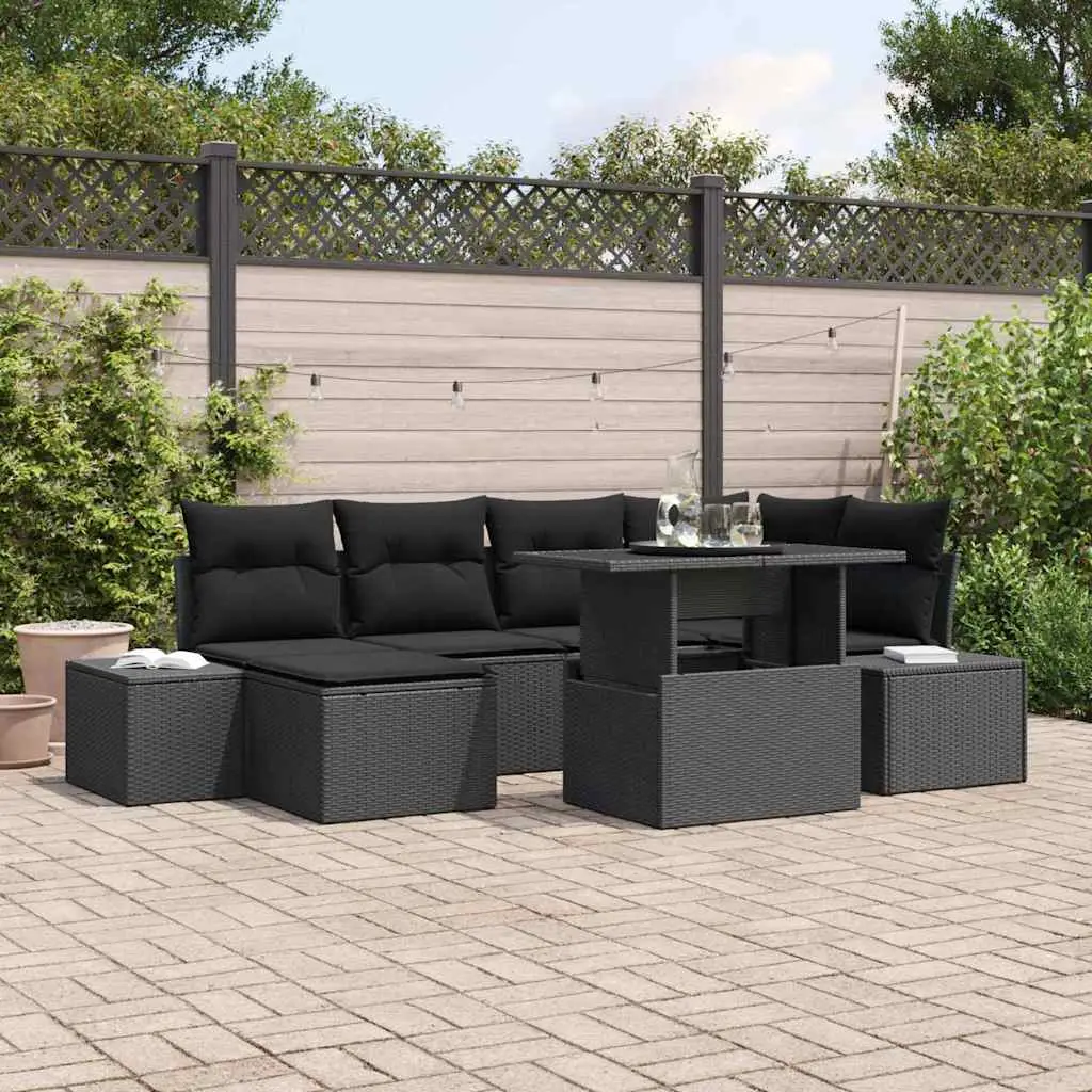 Ensemble Canapé Rangement 7 pcs Résine Tressée Noir Avec Pouf & Table Design – ComfortXL Outdoor Living