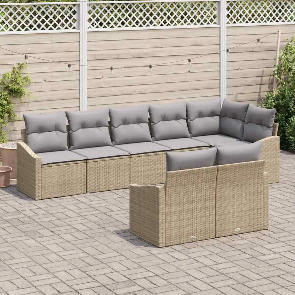 Ensemble de Canapés avec coussin 8 pcs Beige polyrotin vidaXL 3346770